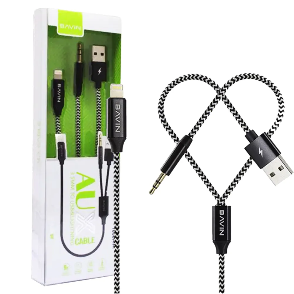 00b71f7f2b8dc65bbde76c31f096f3cc7f39cf59cd0d15bdb21f0d12d897ccec.webp جک صدا و شارژر باوین BAVIN AUX09 IPHONE