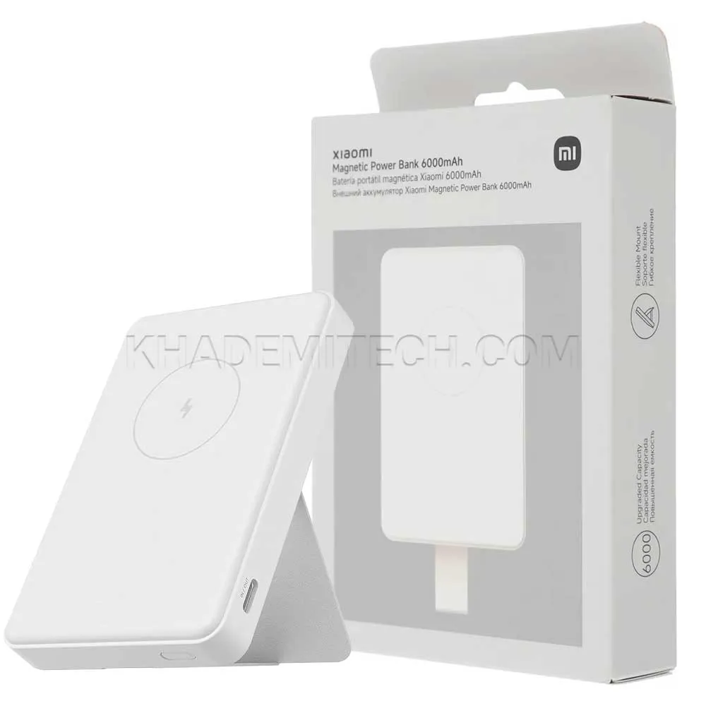 037ad8c1dad8f22ae35a414be2662257a148e9dcead978f7f740586f482a68d6.webp پاوربانک شیائومی مدل MI MAGNETIC 6000mAh سفید