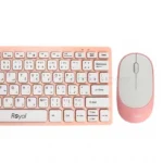 کیبورد و ماوس بی سیم رویال مدل ROYAL RKM-810 سفید صورتی