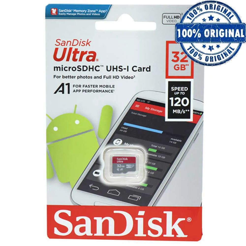 04dbc2ae6ec375fc73850c6b50f1ee5c93dc4aec7aa90eb5597276d4093318e2.webp رم میکرو سندیسک مدل SANDISK 120MB A1 32G