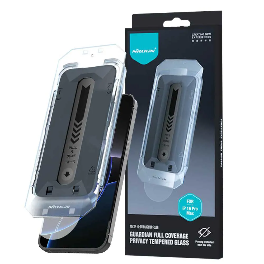 09629a1d0b186f7c5e0324a055f170c246e7f8d9a4a9e35471f58a56bcb01bdf.webp گلس نیلکین مدل NILLKIN Privacy IPHONE 16 ProMax + کیت نصب