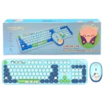 کیبورد و ماوس بی سیم مافی مدل MOFII Silly Cat آبی