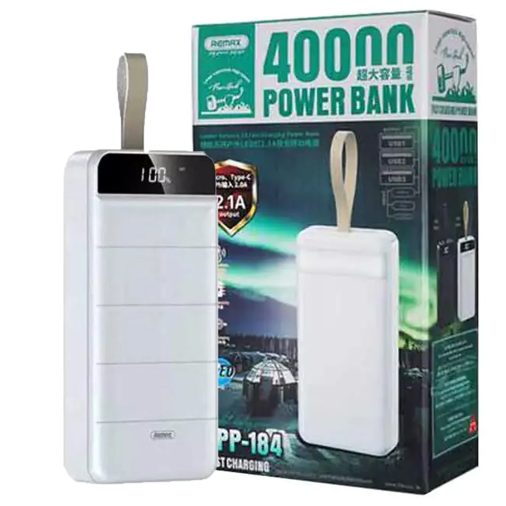 125a4739cc9d7e154e5e623f115e05accbe43a1d748d3114f25dce6a1c330115.webp پاوربانک ریمکس 40000mAh سفید REMAX RPP-184