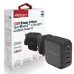 شارژر دیواری پرومیت مدل PROMATE GANPORT4-100PD.Black 100W مشکی