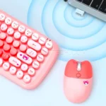 کیبورد و ماوس بی سیم مافی مدل MOFII CANDY فانتزی گربه ای صورتی