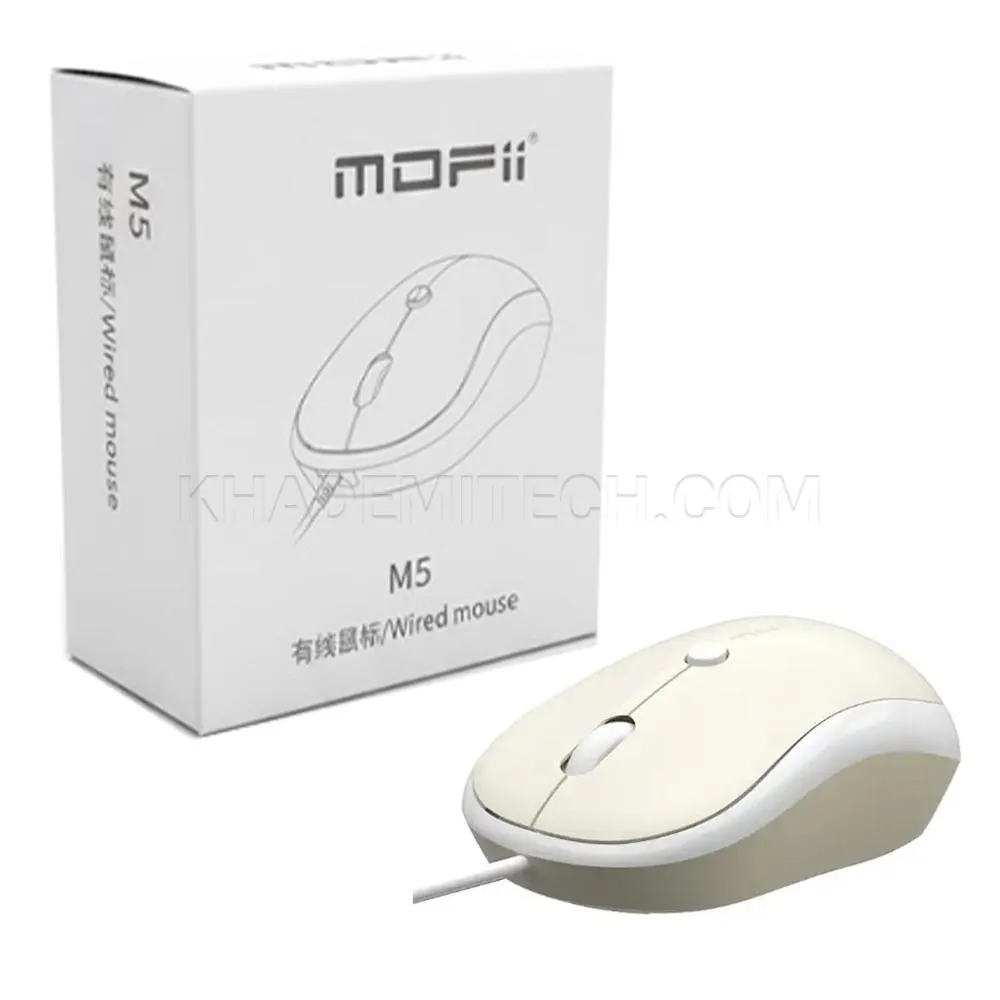 1a87fc3a719b895a9c444a571f03c664486857775d1667741a76ccc027380c31.webp ماوس سیم دار مافی مدل MOFII M5 سفید شیری