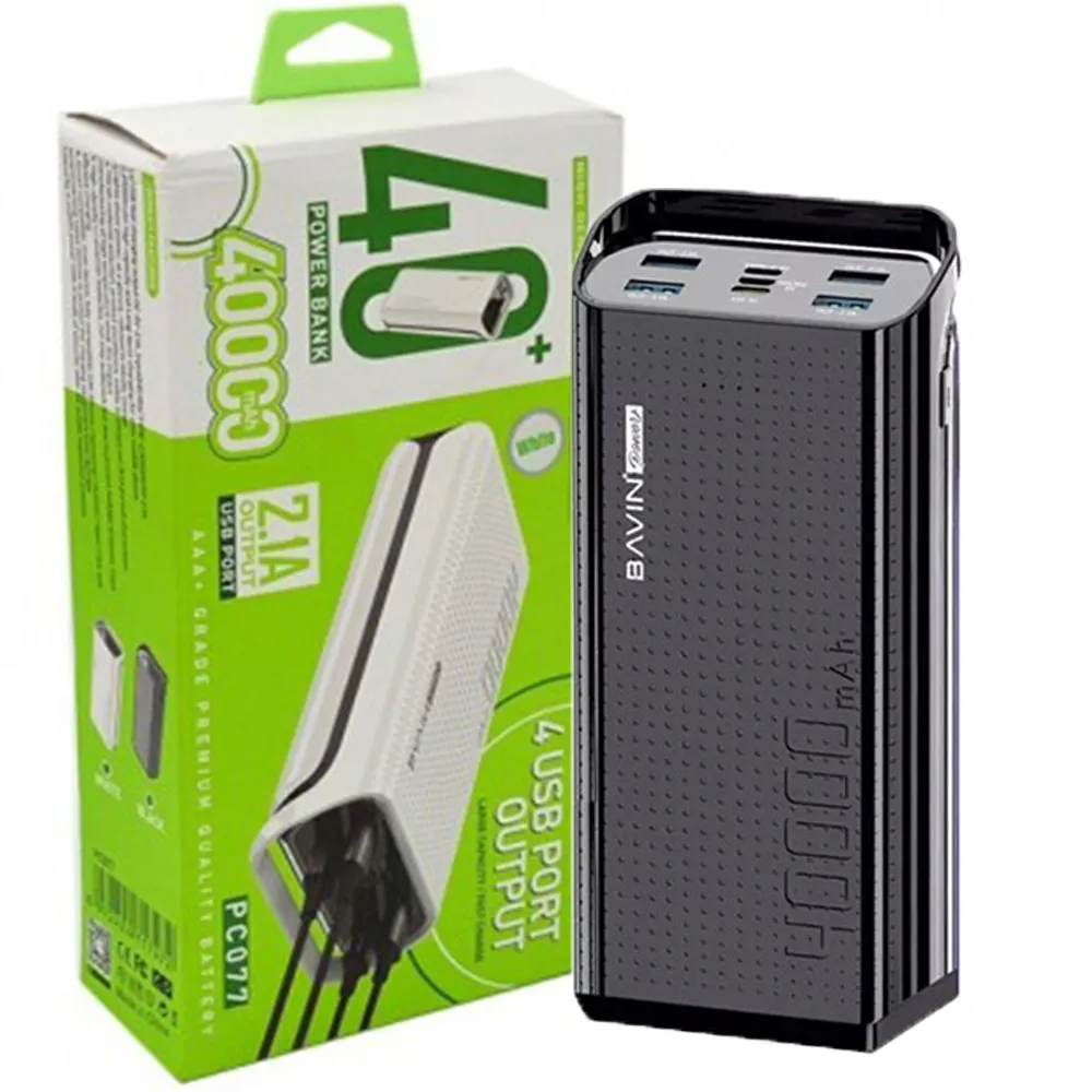 1e1953fbd269e8e707d050fb38708e852243a3777f248e277c3000901ce82ba7.webp پاوربانک PC077 40K مشکی BAVIN