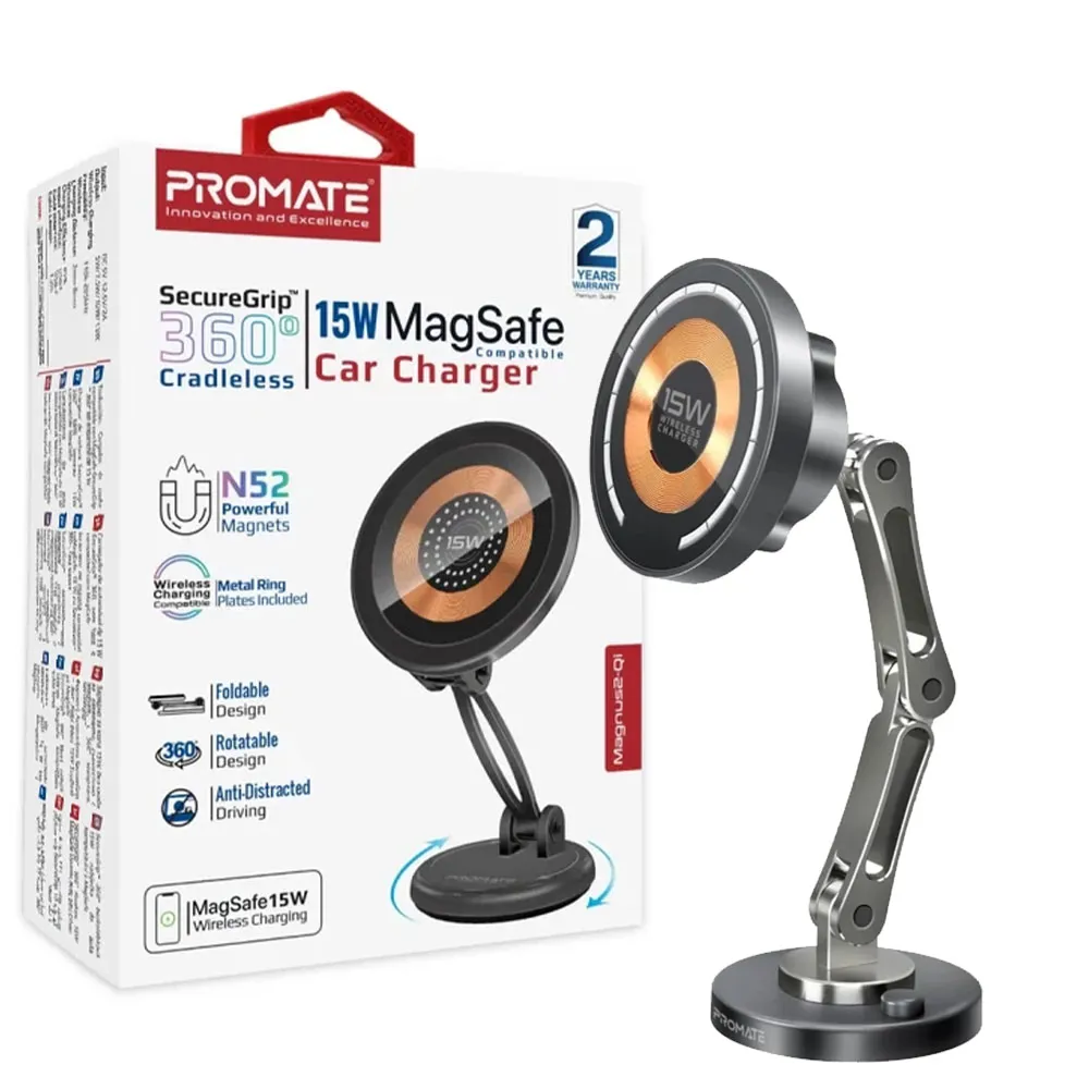 1e66c55c95581238b93dea6d663ac2e1b2a859efa103de6aebd919216ccab0ad.webp هولدر شارژر بیسیم پرومیت مدل PROMATE MAGNUS2-QI