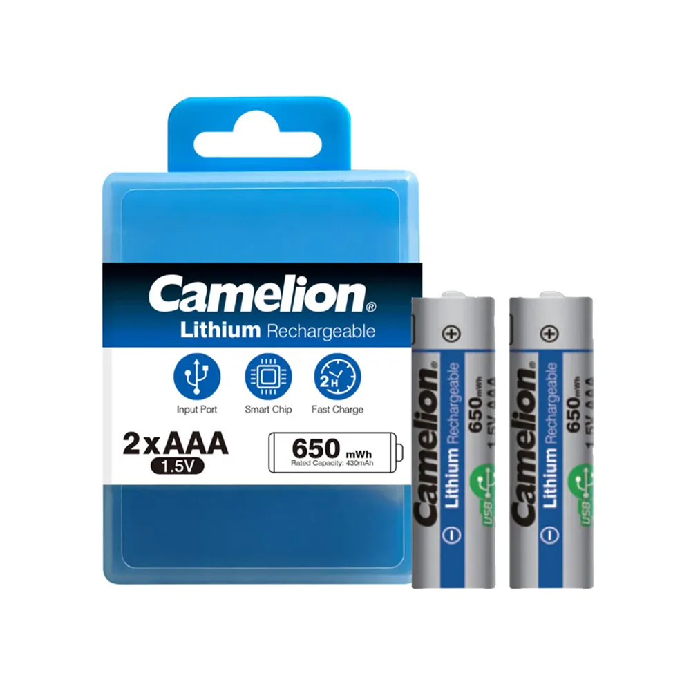 1ea54d15ef18aae5fc957d44df501c3c4de64150d96480711dba9a324f3ab56c.webp باطری شارژی نیم قلمی لیتیوم 2 کارتی کملیون مدل CAMELION 650 1.5V