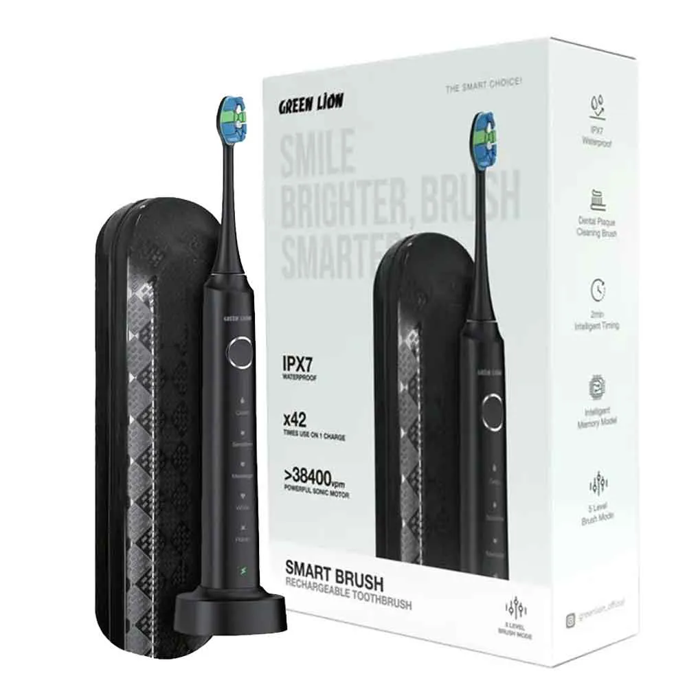 1f441ccf77eee2a3824110d4f45ef02920877a605a8976697a463f38ffae3cc4.webp مسواک شارژی + کیف گرین لاین مدل LION GREEN GNSMBRSHBK مشکی