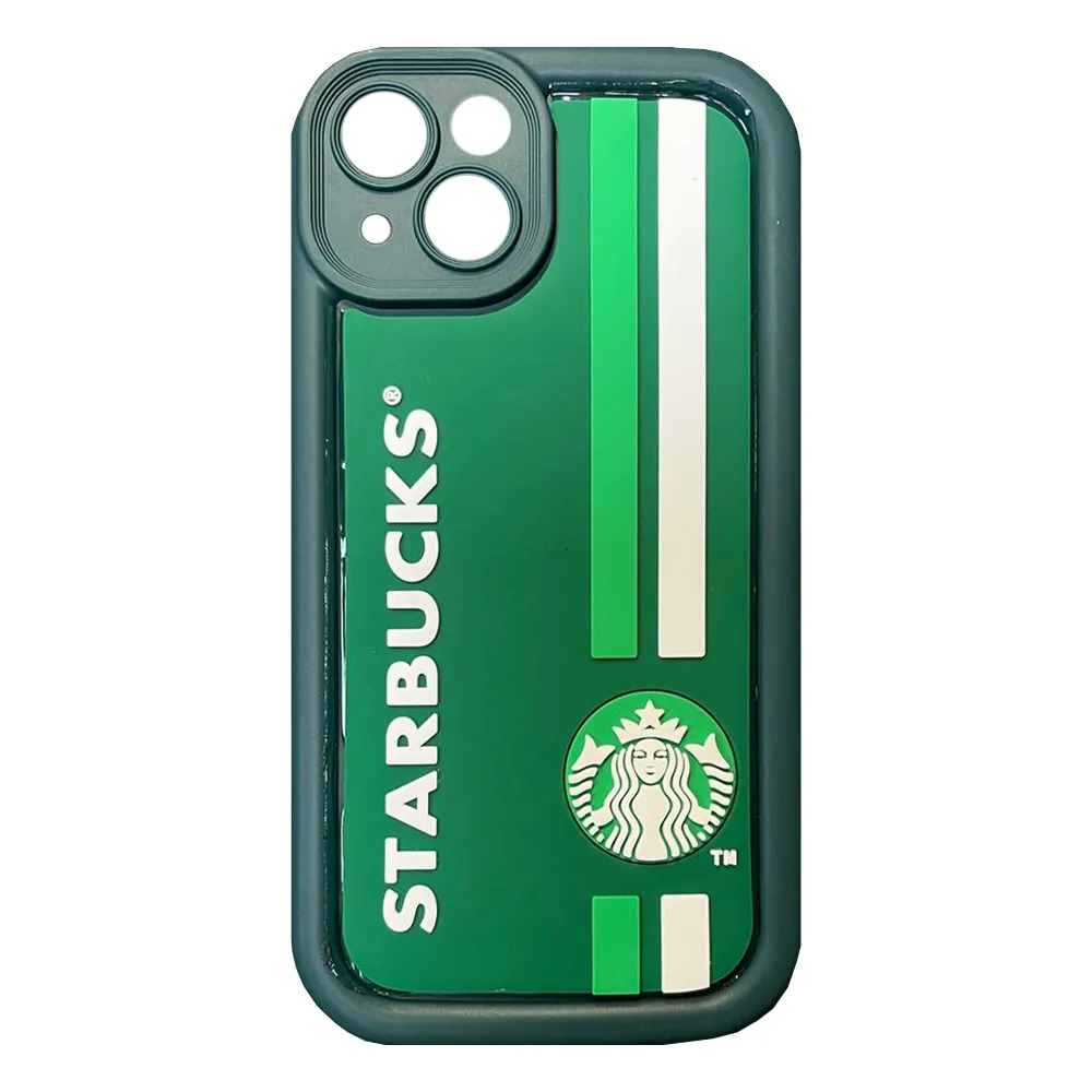22337eb53f6086a85ccd851012192f939976abe0d725073212472488e722181e.webp قاب اپل عروسکی IPHONE 13/14 starbucks سبز