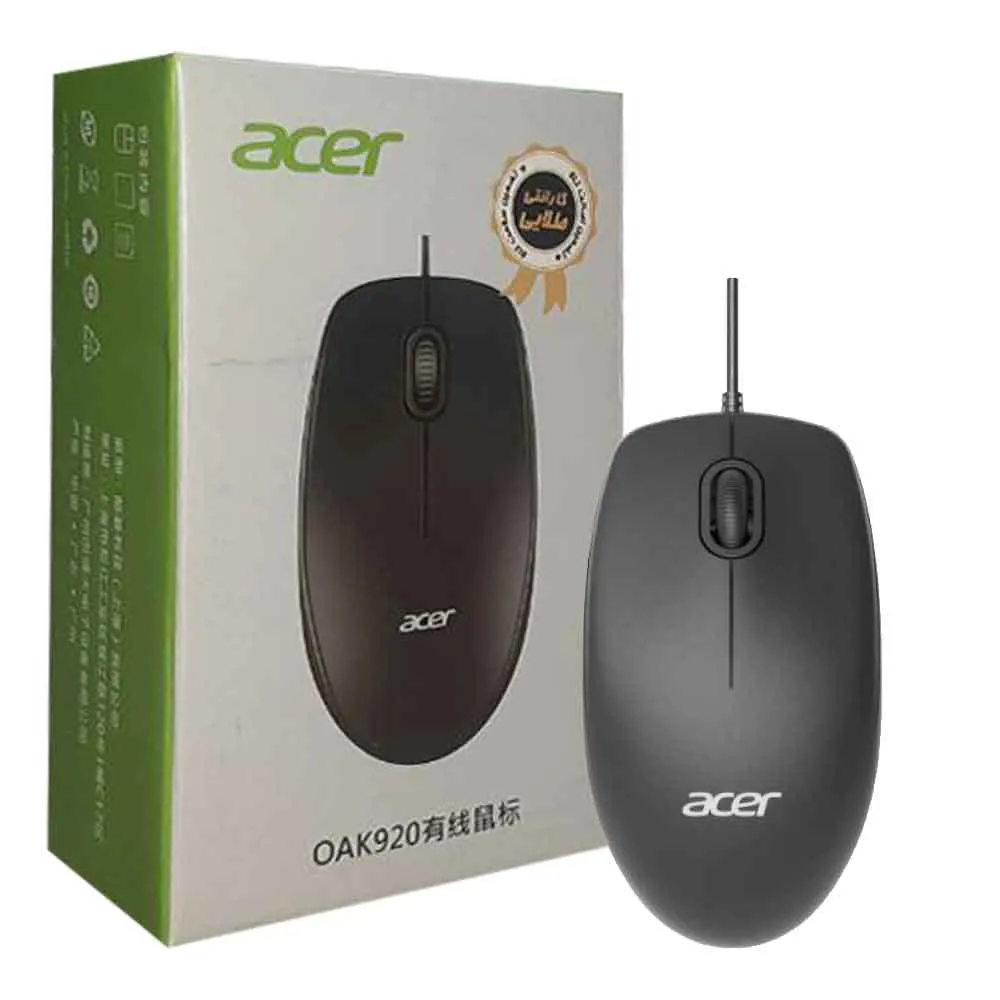 225ca1d71bec8a8a35c94774009296eb7675041bddf3bfb565ee085e83159c6a.webp ماوس سیم دار سایلنت ایسر مدل ACER OAK920