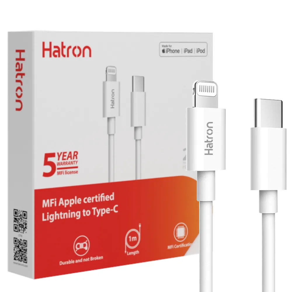 26e8639220c69c430cdbad78f56815184014819fdf166c108e68c21c90131951.webp کابل شارژ لایتنیگ آیفون هترون مدل Hatron HC365I PD سفید