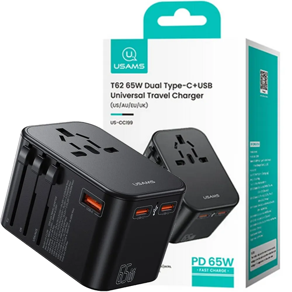 26f9fd8e99c2c7771537f49673f93a0c2f31b665b217377635bd45bea10fa60e.webp کلگی شارژر یوسمز مدل CC199 65W T62 Usams مشکی