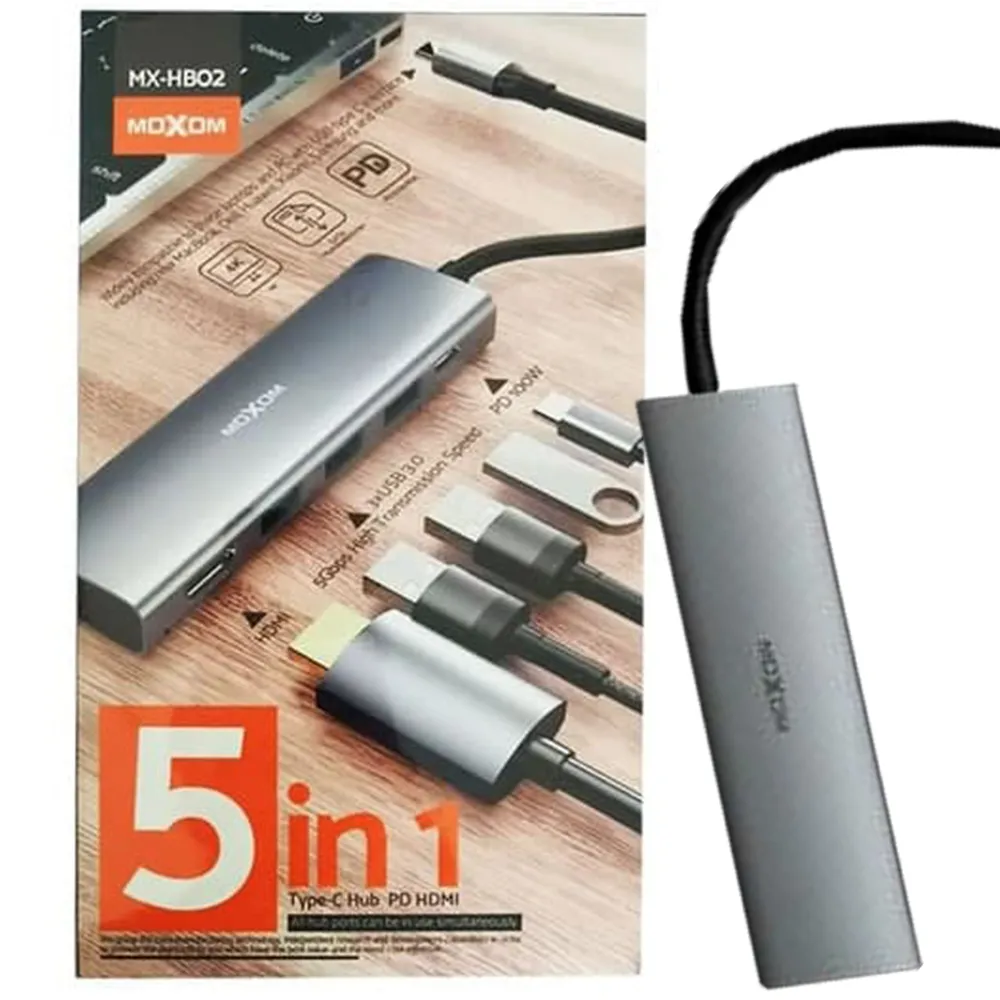 2788b3d9f498717285b2b1bbb5ca7e529bde250fb6ca80e6cef81330b2d9e17f.webp هاب MOXOM HB02 5IN1 TYPE-C