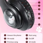 هدست بی سیم فانتزی طرح گربه مدل CAT EAR STN-28T مشکی