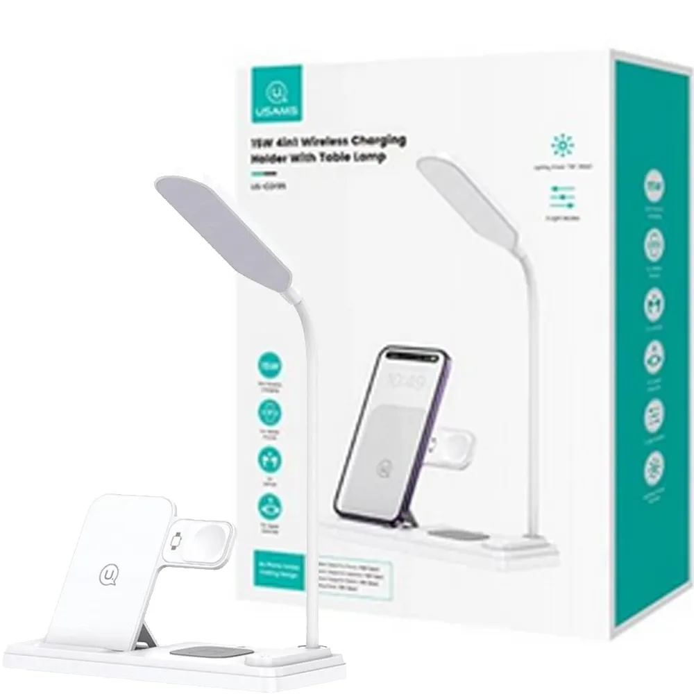 2b66a0fd8c86aecc0f1e571b8cd6eb2908064582d5d2db2a64cc143299acc983.webp شارژر بی سیم یوسمز مدل 4IN1 CD195 Usams سفید