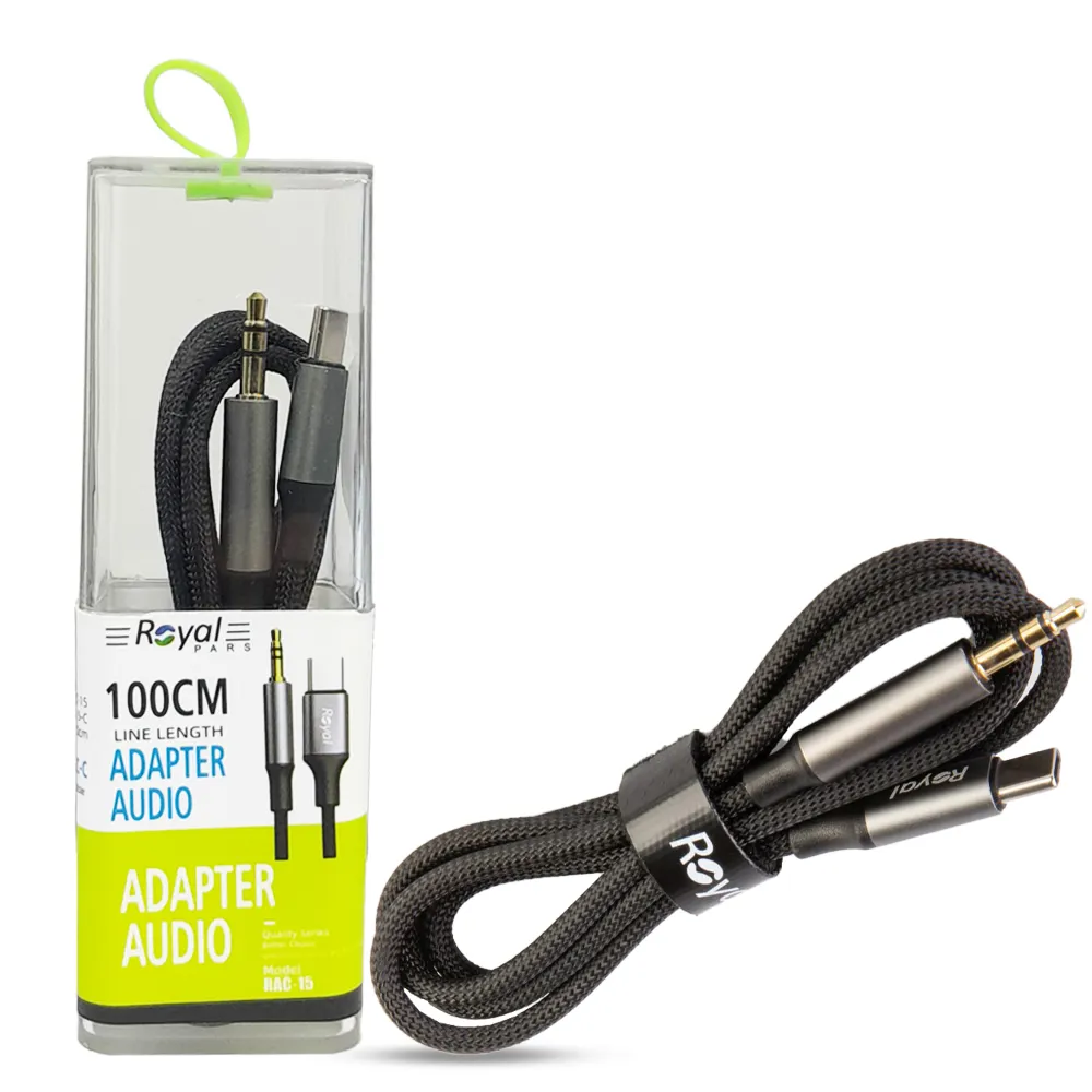 2d8922f8dfcf6552f35255819172c884d47dce734e368f3c760279dcb7e8b21b.webp کابل صدا رویال ROYAL RAC-15 aux TYPE-C