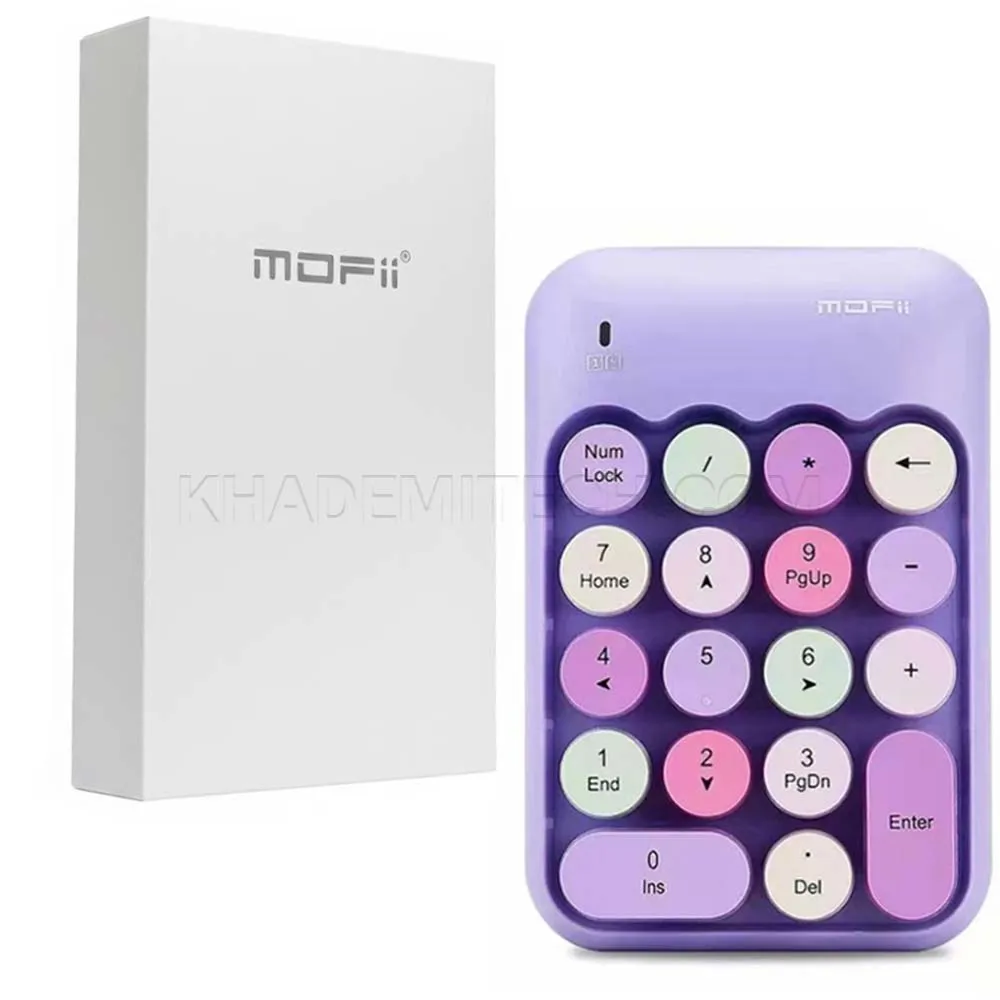 2e945c02c7172fc34baa559805201c7c5c80dac0e1ed15da51a525c38ec60129.webp کیبورد بی سیم نامبرپد مافی مدل MOFII X910 بنفش