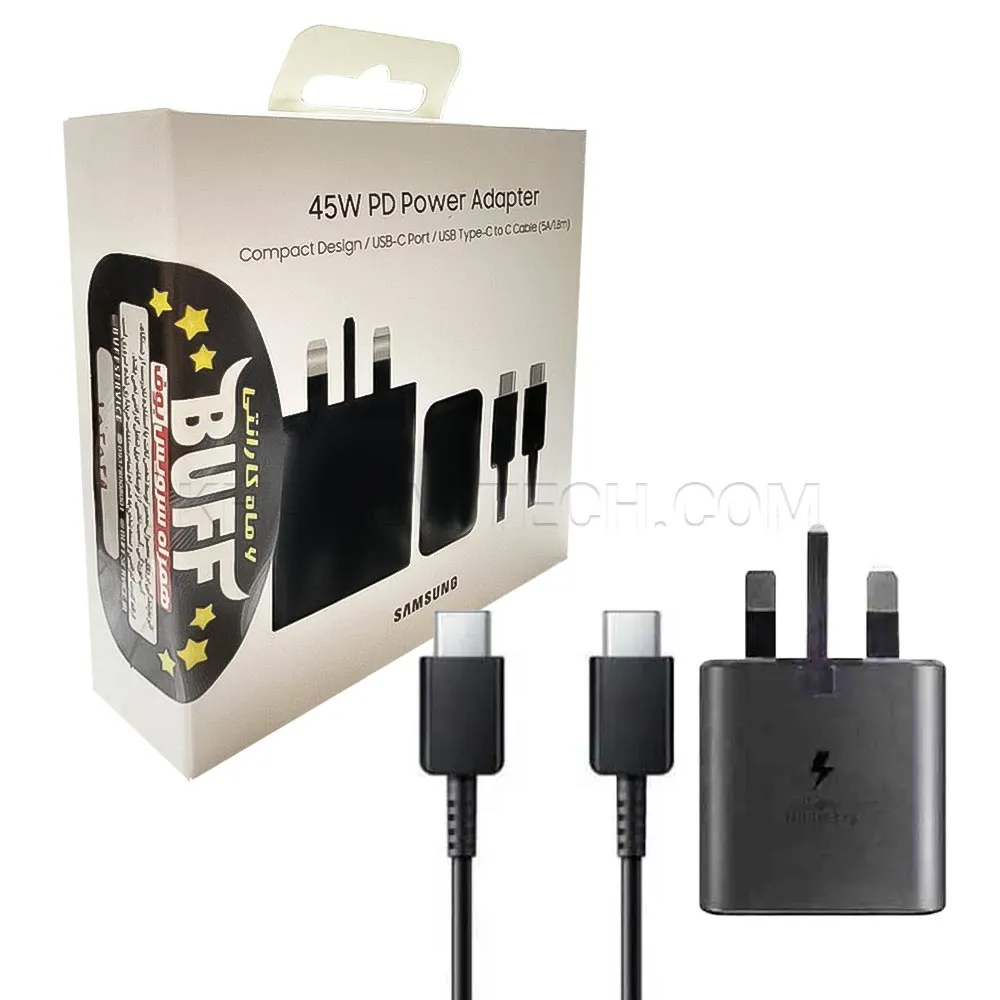 31249a60d919d9fd819e3b0f32b9702b05466ee4f4ade6be31a099aa739f3f90.webp شارژر کامل سامسونگ مدل Samsung PD 3Pin 45W Orginal مشکی گارانتی بوف