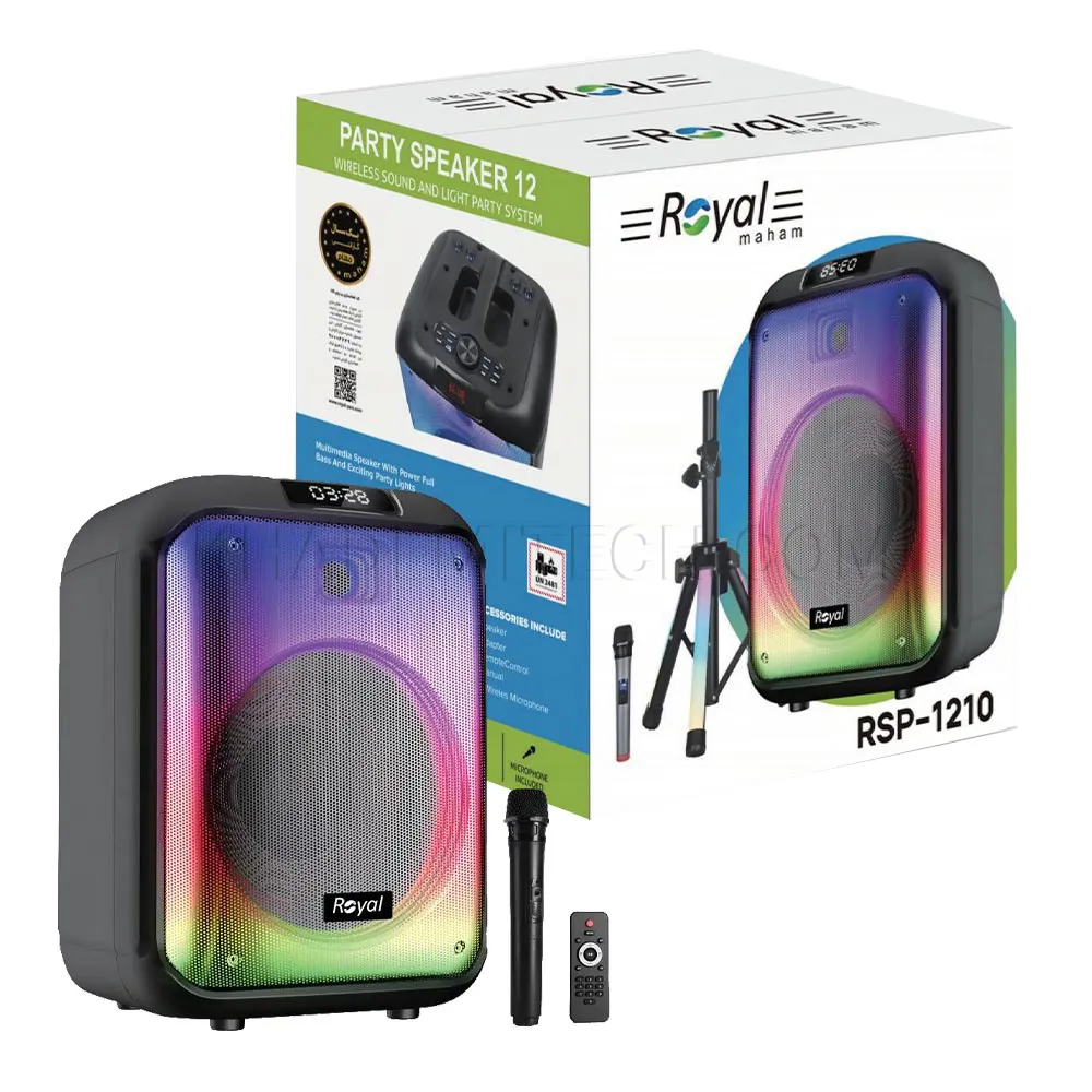 3c78dea76b8963df72817d22a0d5a28180fc7b07508d36e424f1ea671b0570d2.webp اسپیکر پارتی باکس رویال مدل ROYAL RSB-1210