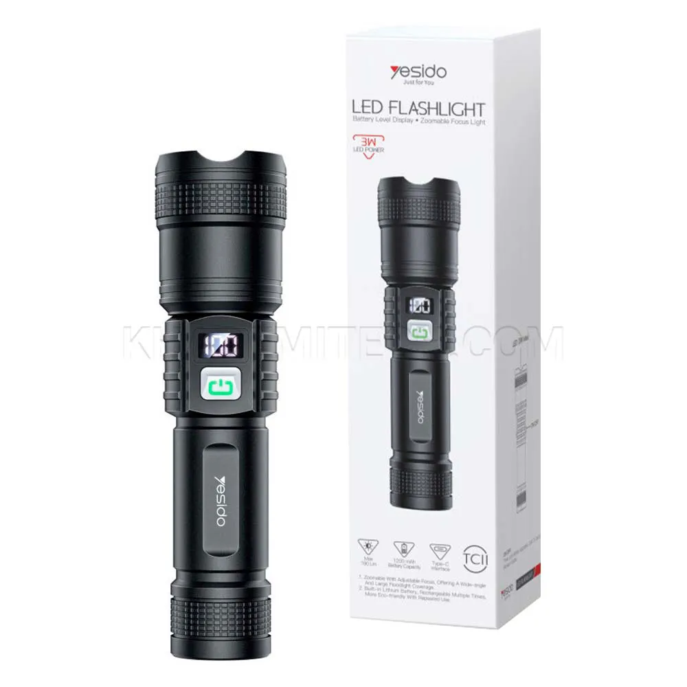 3e3606e381aa4964e40370c854c5bb643d4d784c29d7360be9d4469685be6386.webp چراغ قوه یسیدو مدل Yesido TC11