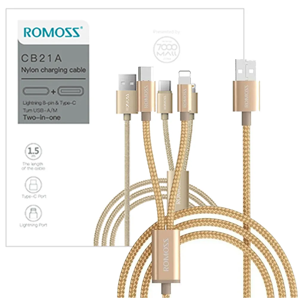 3e945afcab21368539fffd1a793e54134dc595b9793cd9a3eb97a8154d0e4b67.webp کابل شارژ روموس ROMOSS CB21A 2IN1