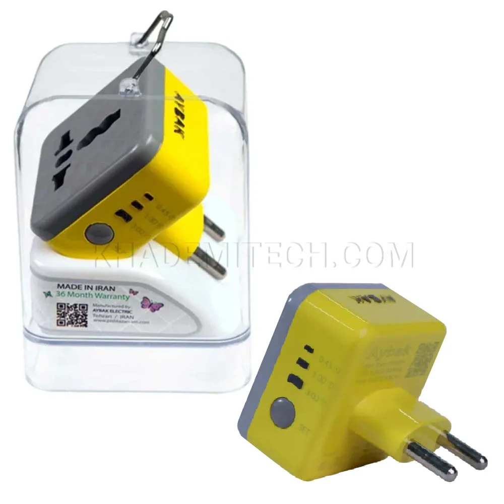43084e13aeba9f429e7690b193ee26196441ef1c7d753fbe245b47ec9dc210eb.webp تبدیل سه به دو تایمر دار آیبک مدل AYBAK M120 زرد
