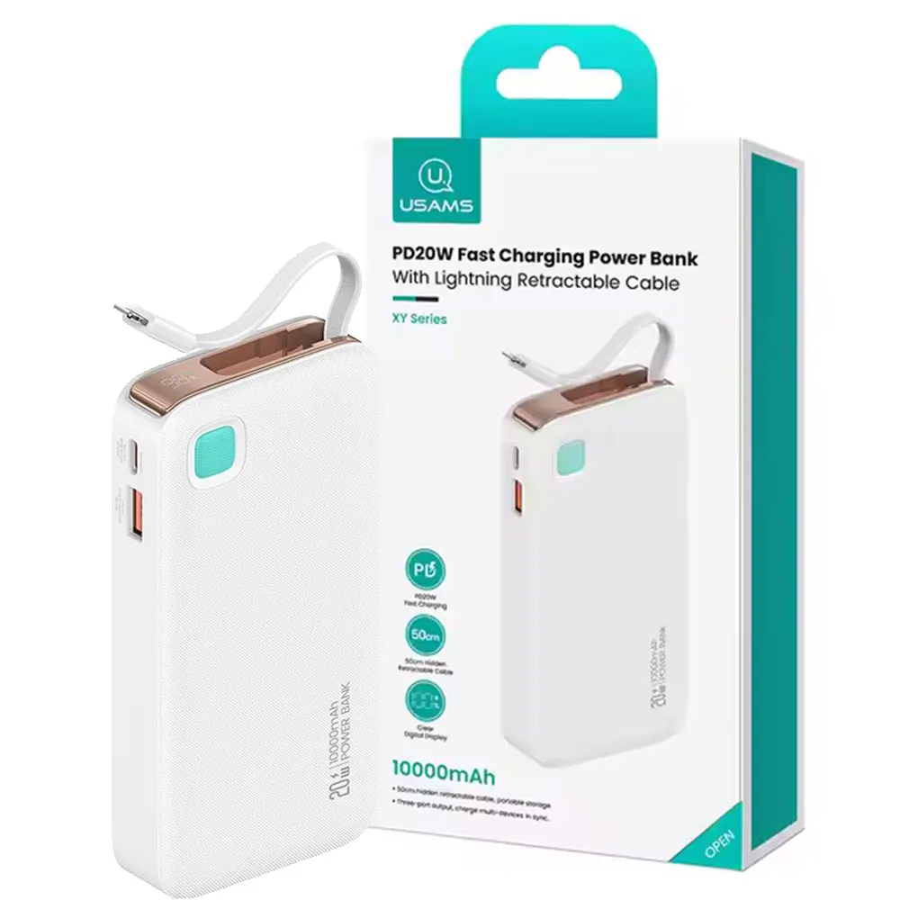 48341aea77c1f4163fdff1960e38016cbe43b344a30b708732c3895a8ef7a6bf.webp پاوربانک یوسمز مدل Usams CD225 10000mAh 20W سفید