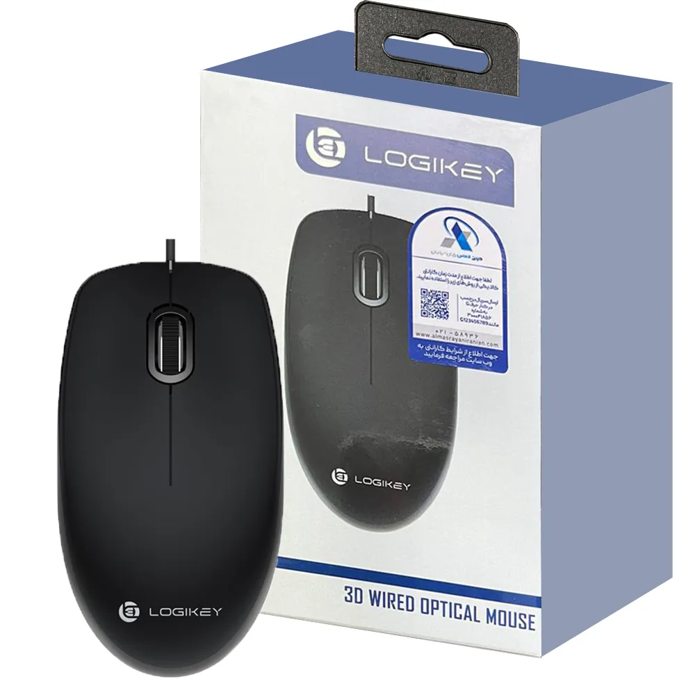 4c8ab92fe68569947685145823c66606cfa6ec6309f35204e43f5dba863c779d.webp ماوس سیم دار لاجی کی مدل LOGIKEY M113B گارانتی الماس