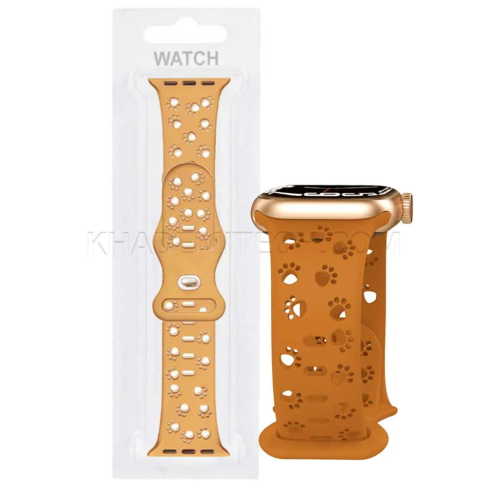 51b7fe42c6b9f9cf1ae215d4efd034952fd54de643eb5f08138248a1782b31da.webp بند اپل واچ مدل SILICON 42mm/44mm/45mm/49mm طرح ردپا موکا