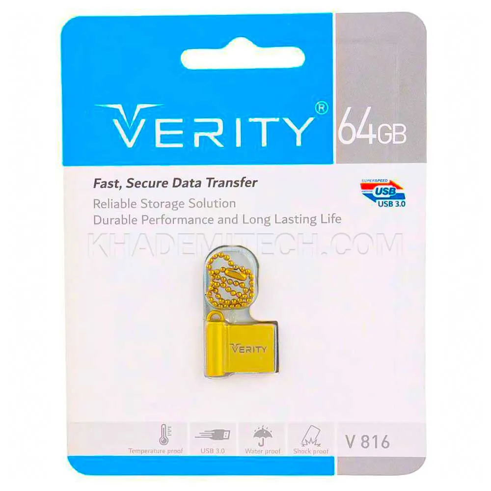 584dbbb8098248e8d2ee570258ece352683883c9c6b7ce1a98a1af0290f8a17a.webp فلش وریتی مدل VERITY USB 3.0 816 64G