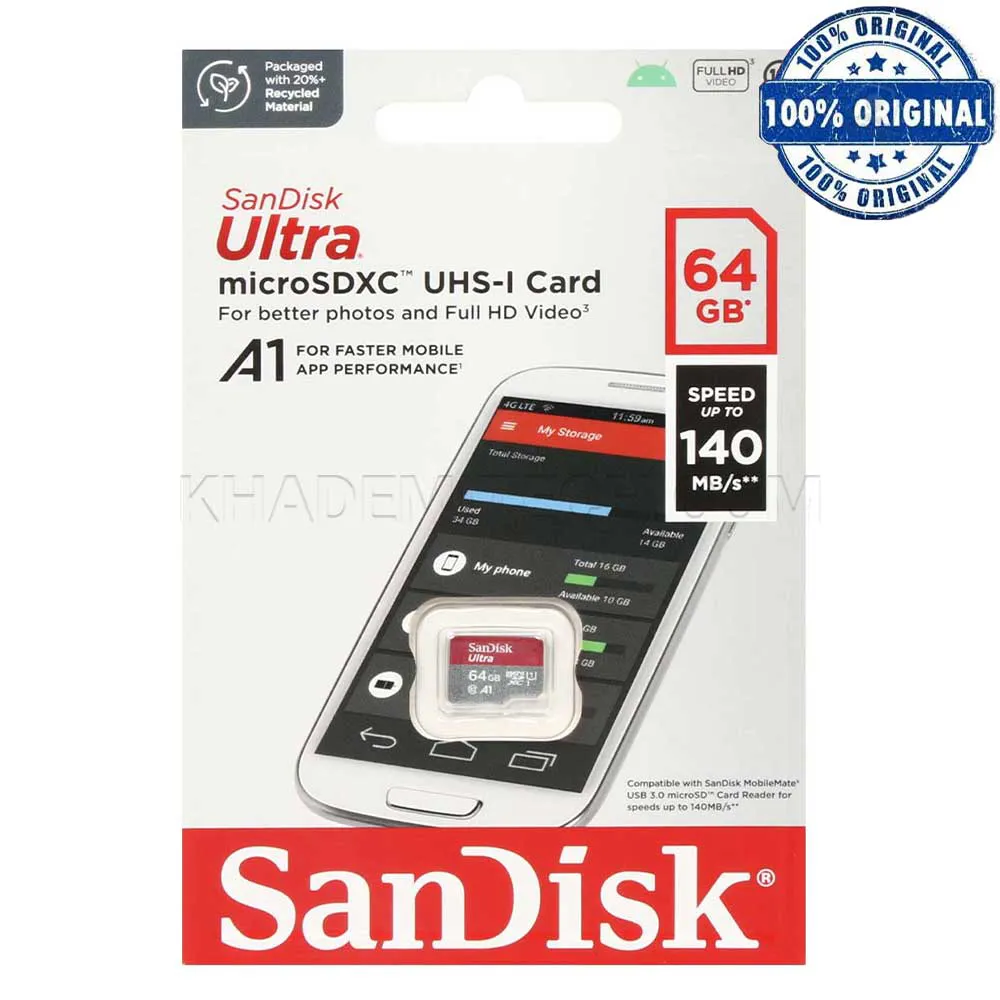 6490e7d1d0e5b21febba8ce2b1d2f8d17b9fd7958db6740f0799c431b9962bbe.webp رم میکرو سندیسک مدل Sandisk microSDXC 140MB 64G گارانتی MGA