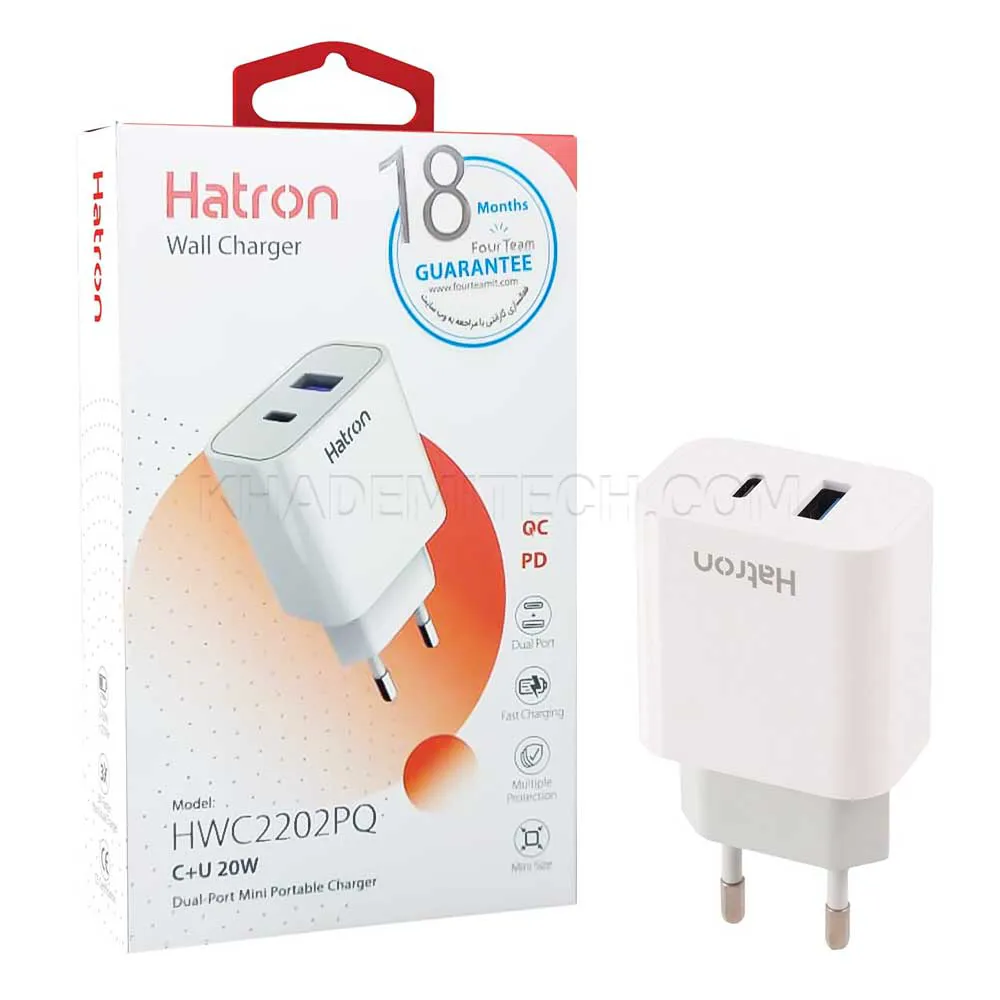 67171dbff809947363cb3e28e50beaed0cb78b2c6dbf22cfdfdac1cb28cf98a1.webp کلگی شارژر هترون Hatron HWC2202PQ PD20W