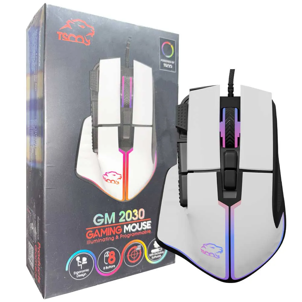 67e245a122982d3e32150998ea200e2c9a5640adbc173767d28d7ca5043e4202.webp ماوس سیم دار گیمینگ تسکو مدل TSCO GM2030 سفید