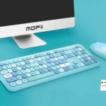 کیبورد و ماوس بی سیم مافی مدل MOFII 666MIX فانتزی آبی