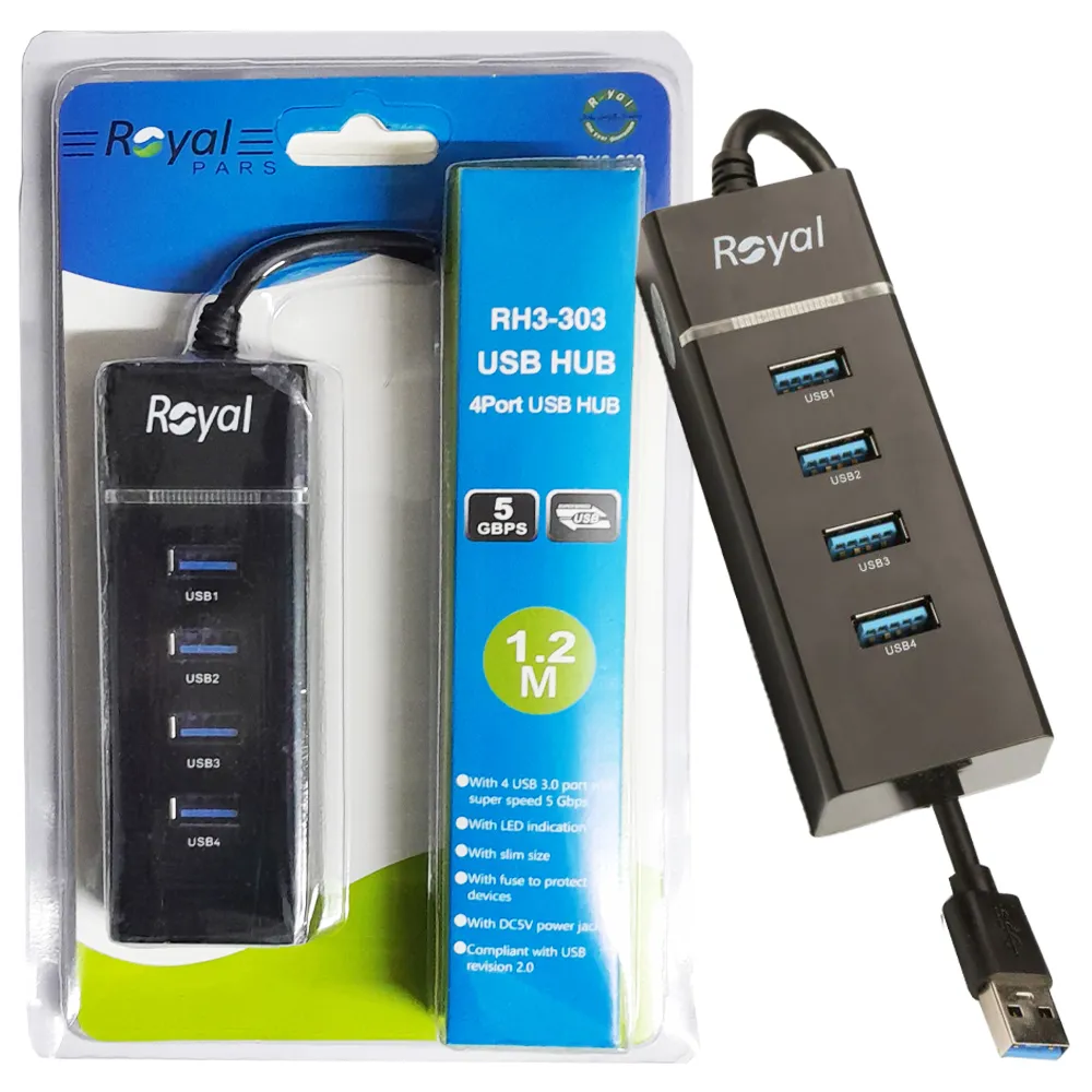 6e24dfe0f6718a9ca2f2012026ce4783768b7c343e97e83ea3e0e7824737b4e1.webp هاب رویال ROYAL RH3-303 USB3
