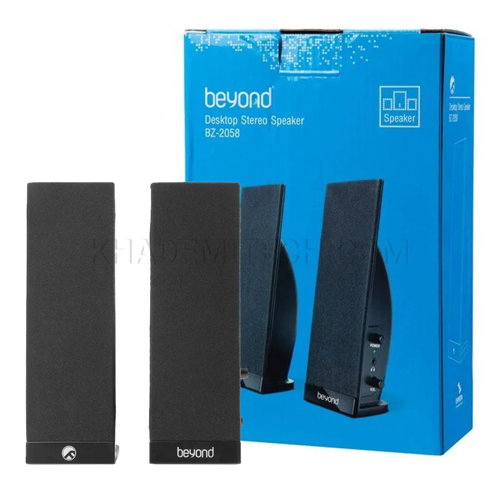6e5632fe59f1a94f9f77ca63971d5e8d490b4f4b0b6466ead70b6361716b838d.webp اسپیکر دو تکه دسکتاپ بیاند مدل BEYOND BZ-2058 مشکی