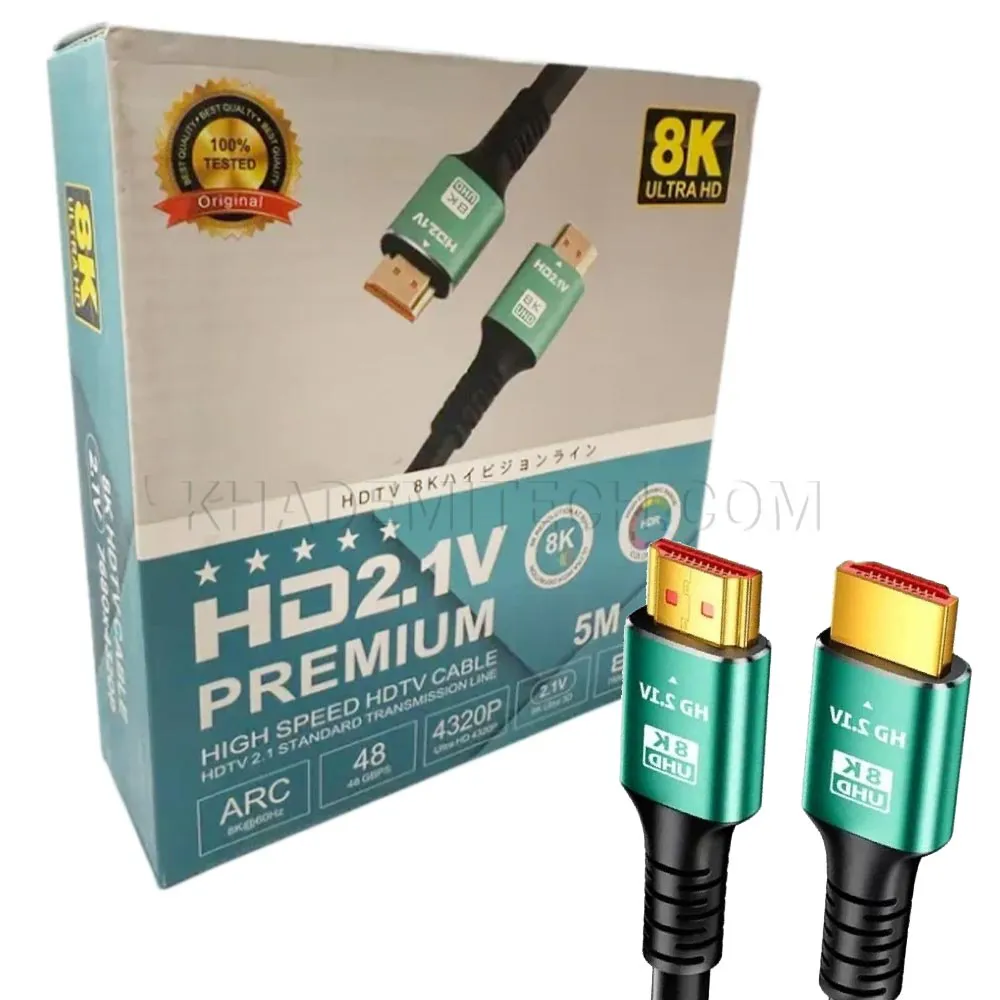70e950dd1c59c3a4caeb44f58b886b7182f7f731682f785a590f16aaf6b8c37c.webp کابل HDMI رویال مدل ROYAL 8K ULTRA HD 5M