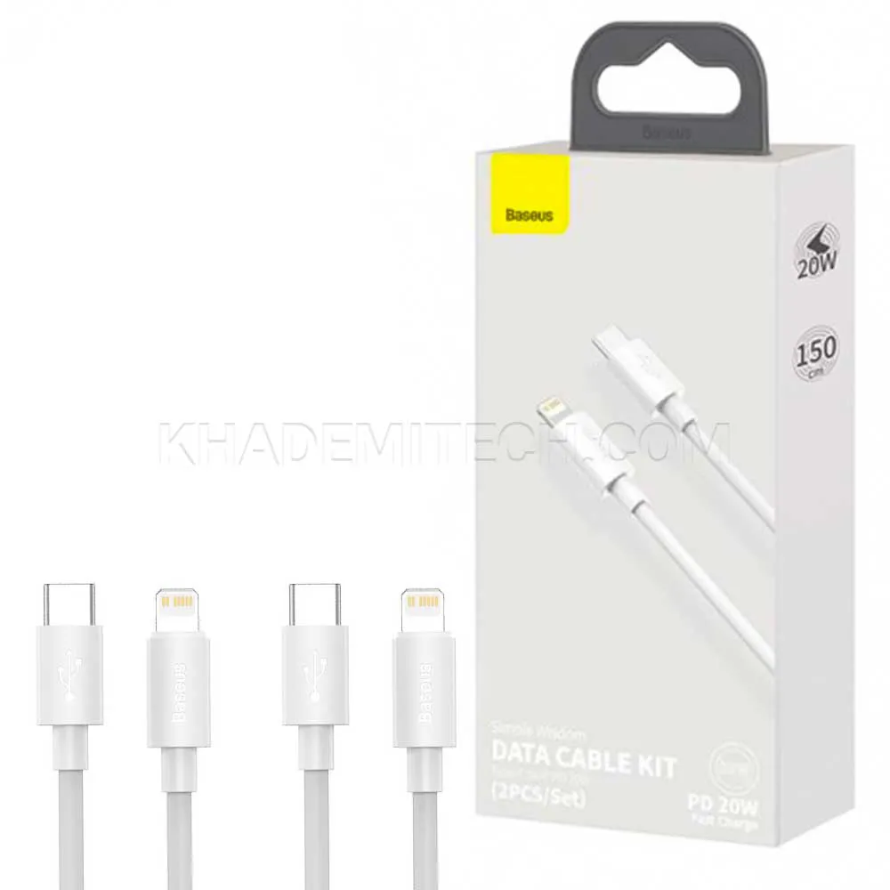 753528fcf47deb7d6202783f3fc9f96322e8827b06f332e00db3f797283339b6.webp کابل آیفون بیسوس مدل BASEUS TZCATLZJ-02 IPHONE 20W PD پک 2 عددی