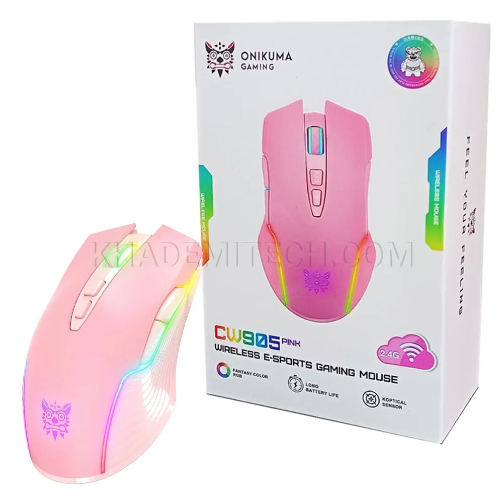 769484d2de99fe72aef9c220db3139316feba01bd6810fdb961d8bc821303e25.webp ماوس بی سیم گیمینگ اونیکوما مدل ONIKUMA CW905 صورتی