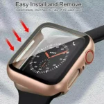 محافظ AppleWatch طلایی 45MM گلس دار