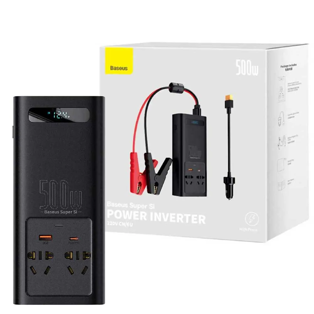79dbc8f5fb2030721b8f930ea45c04bcef6eb1ab1f7342750d2cf57c7c7bad45.webp جامپ استارتر و مبدل برق بیسوس مدل BASEUS Super Si 500W CGNB000101