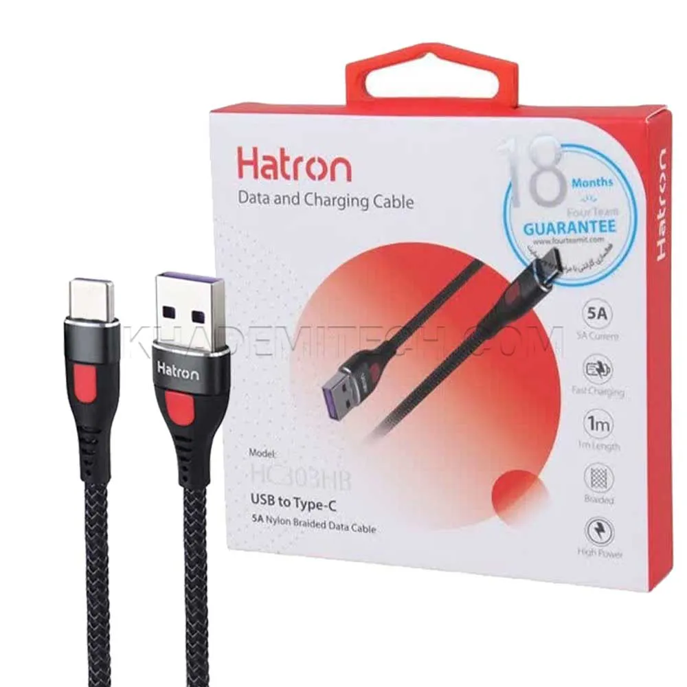 7a972500fde2a91a116885bf5955073dd9a22919e324fa01467d8cb4bef2da2c.webp کابل تایپ سی هترون مدل Hatron HC303HB مشکی