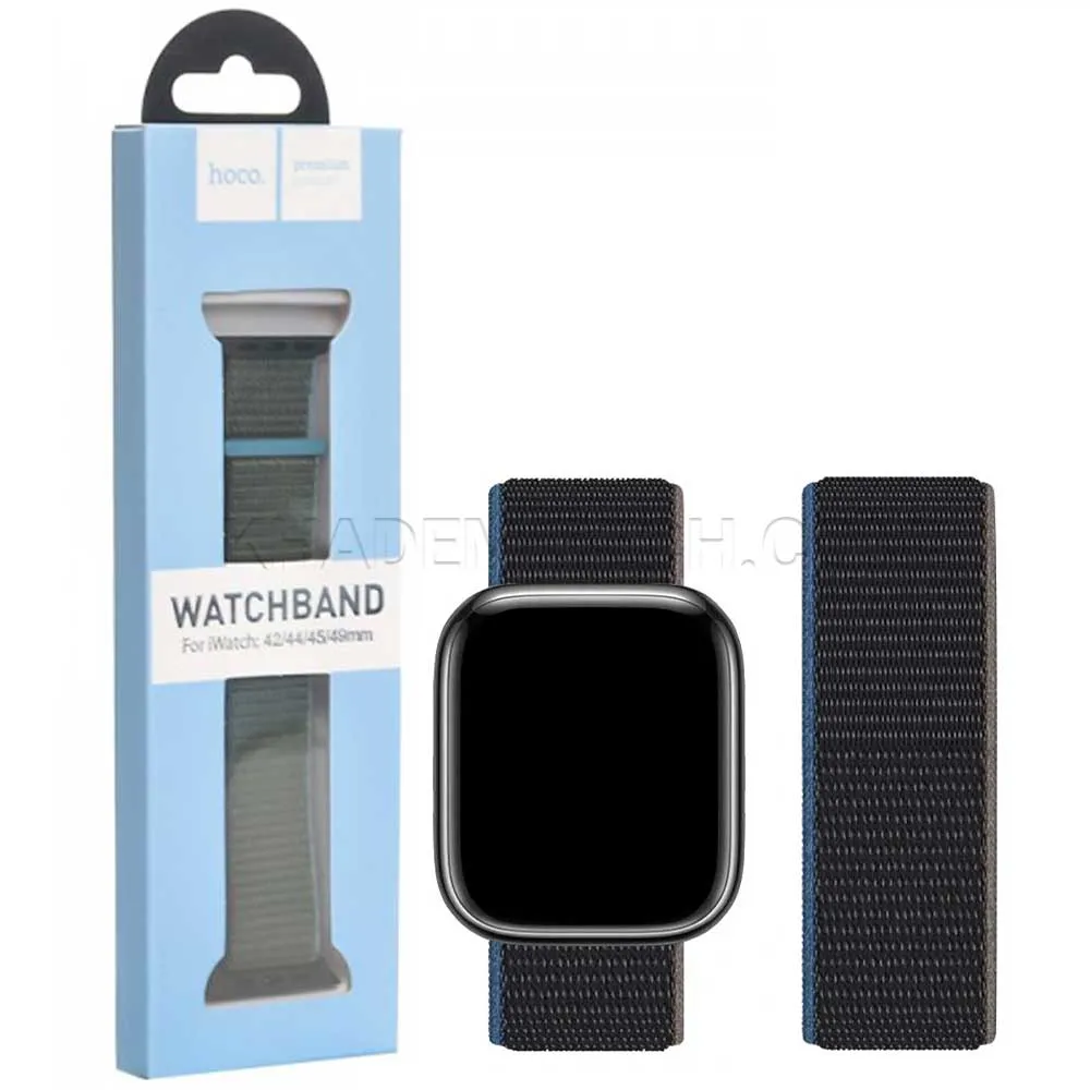 7e261b61db94069bbd2e814aa8d2ab1a743fa17e0d1cc1898554cfcea835ae54.webp بند اپل هوکو مدل HOCO WA02 42/44/45/49mm مشکی سرمه ای