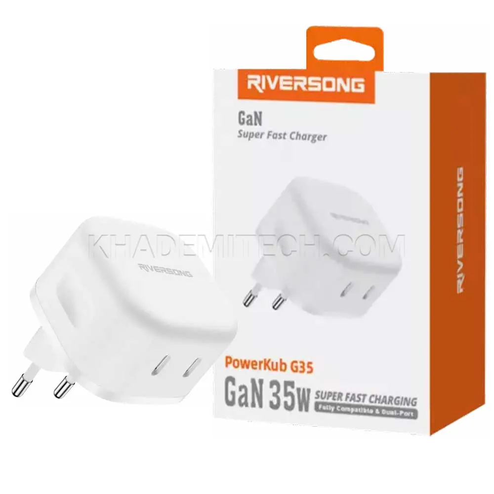 85685260cdf3d7750490a51b35af710f33abc1032ce101a7bd3ae43294dfd546.webp شارژر کلگی ریورسانگ مدل RIVERSONG PowerKub G35 AD107 سفید