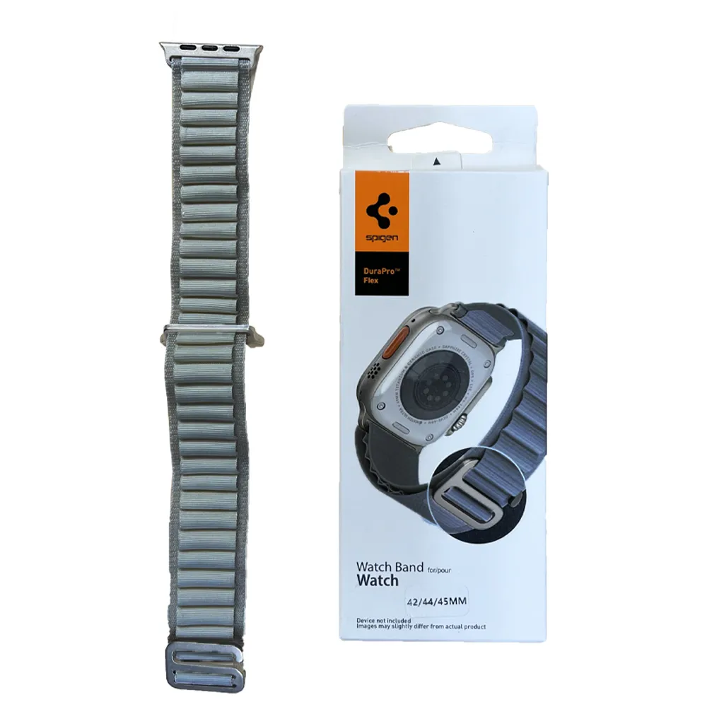 879d87ce6b20b0f31c46b728ccacee29e7905eba46b4b34110aeb3e1734df283.webp بند اپل واچ SPIGEN ALPINE 42mm/44mm/45mm/49mm طوسی