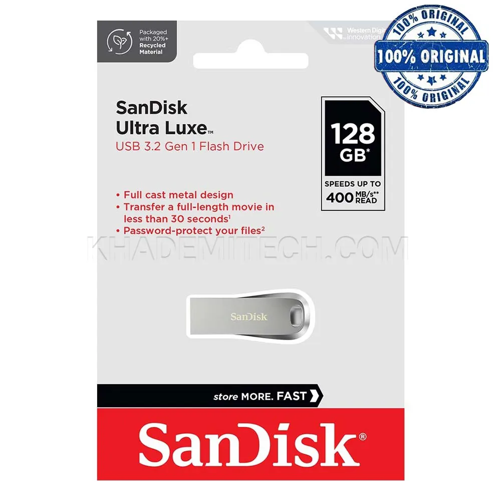 87e773b32ec54df0a5c017c7a9a907de17a8e81a1e7c6ebfa04e636e1a6b257a.webp فلش سندیسک مدل SANDISK ULTRA LUXE USB3.2 128G