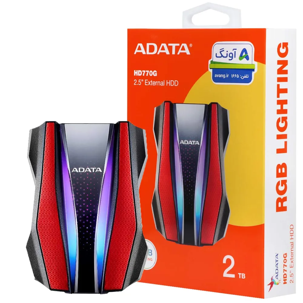 8b75c83617704bdd94fe81525391b3d2600b73d0d6eca3362379290fd26624df.webp هارد اکسترنال ای دیتا مدل ADATA HD770 2TB قرمز گارانتی آونگ