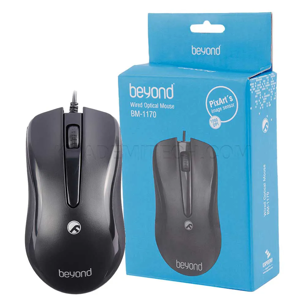 8bb952a19b00c3dc52787e457e0f426b56d466f46fba2b3e8d04a1c88360d502.webp ماوس سیم دار بیاند مدل BEYOND BM-1170 مشکی